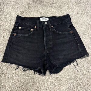 AGOLDE Black High Rise Denim Cutoff Shorts | Size 23 | Button Fly